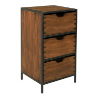 OSP Home Furnishings CMT43-WAL Clermont Storage Cabinet with 3 Drawers in Walnut Finish